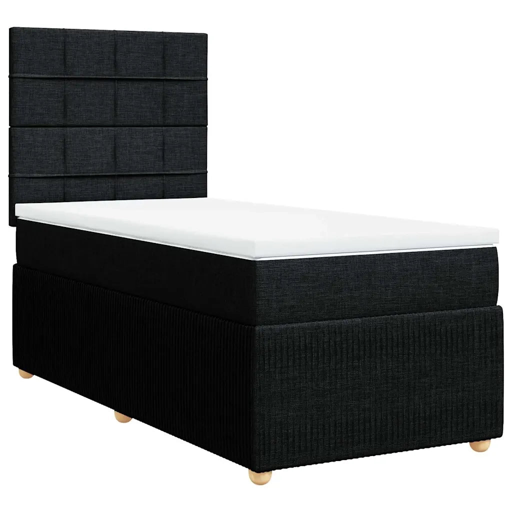 Giroletto a Molle con Materasso Nero 100x200 cm in Tessuto