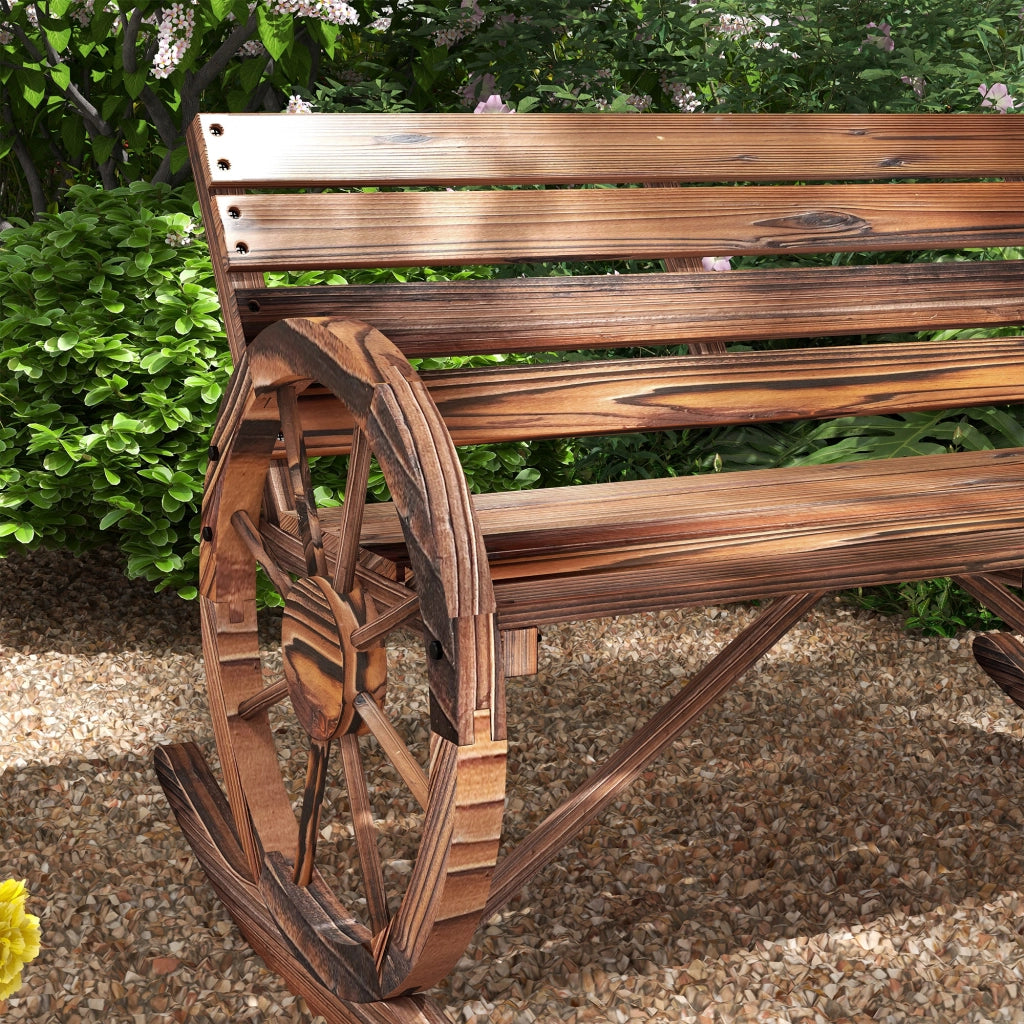 Altalena a 2 posti in legno con braccioli per giardino e balcone marrone scuro