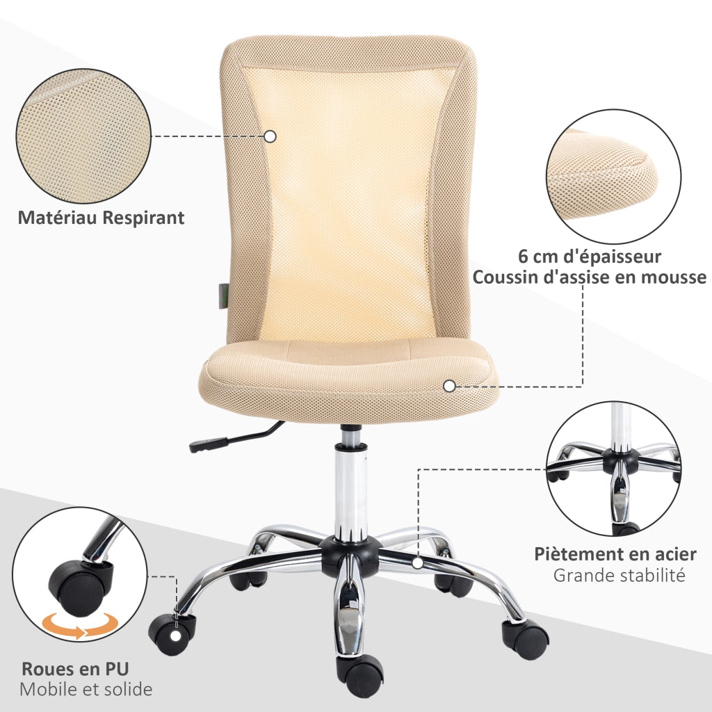 Sedia da ufficio ergonomica ¨C Minimal ¨C rete beige, cromata, altezza regolabile
