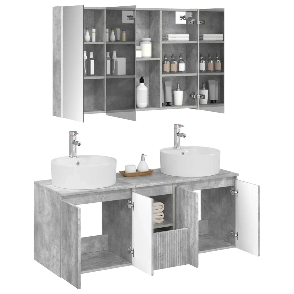 Set di Armadi da Bagno 4 pz Grigio Cemento Legno ingegnerizzato 3406466