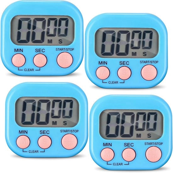 Set di Cronometro Magnetico Digitale da 4 - Orologio da Cucina con Allarme Acustico e Schermo LCD