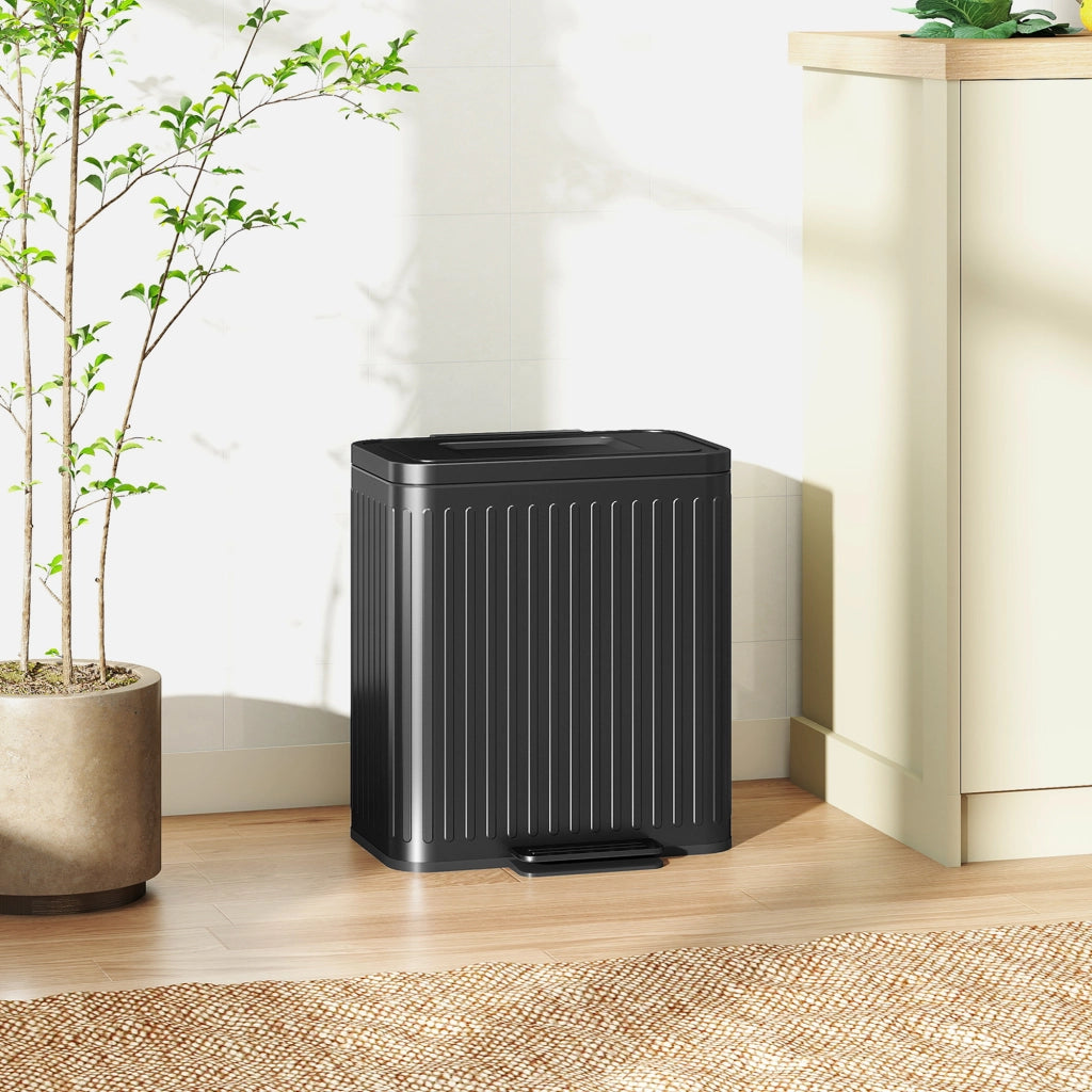 Cestino per la raccolta differenziata ¨C zephmum ¨C Nero, 2x20L, pedale