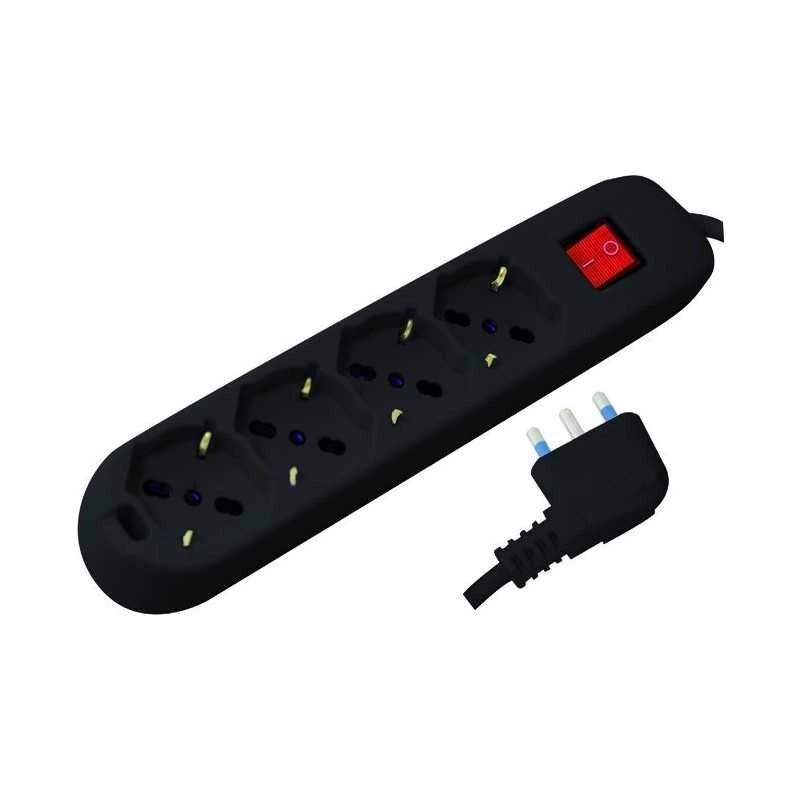 Multipresa 4 Prese Vigor Schuko/Bipasso Int. Nero 16A