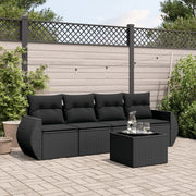 Set Divani da Giardino 5 pz con Cuscini in Polyrattan Nero 3253422