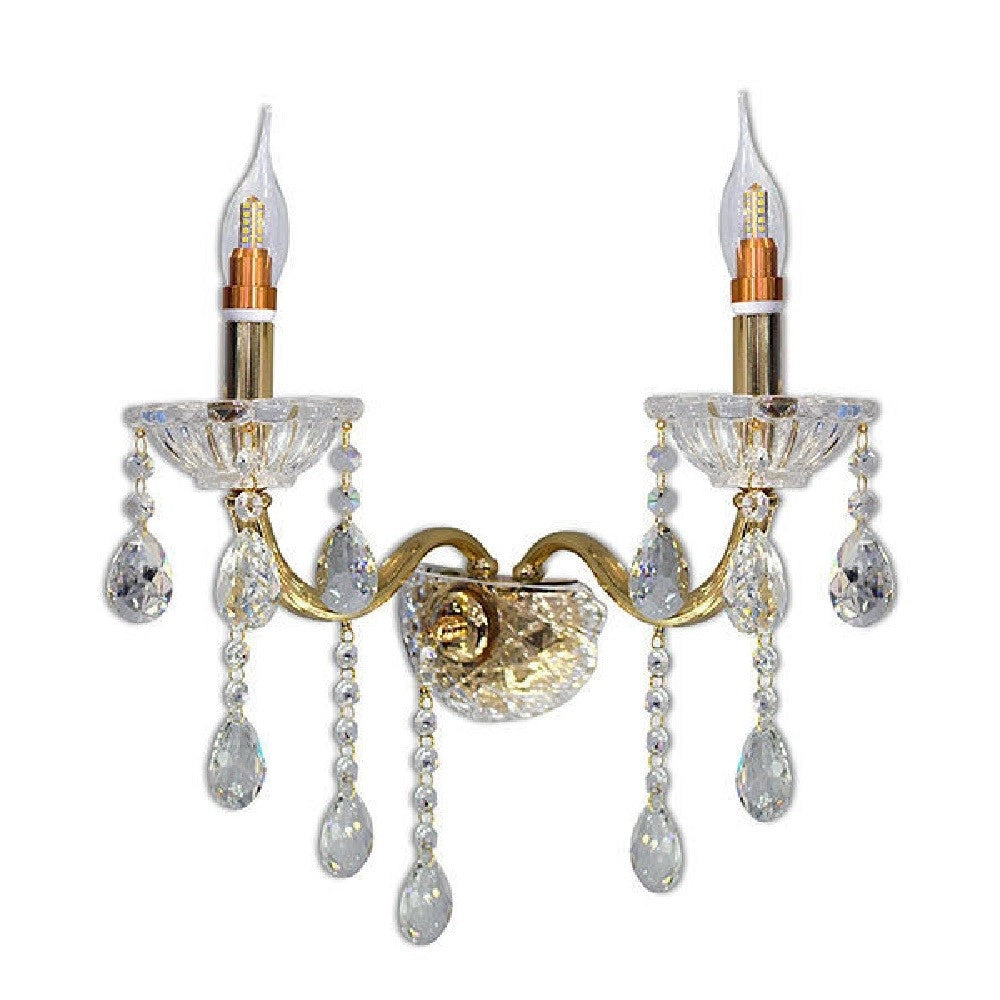 Trade Shop - Applique Candelabro Gocce Pendenti Cristallo Acrilico 2 Bracci Attacco E14 E35 -