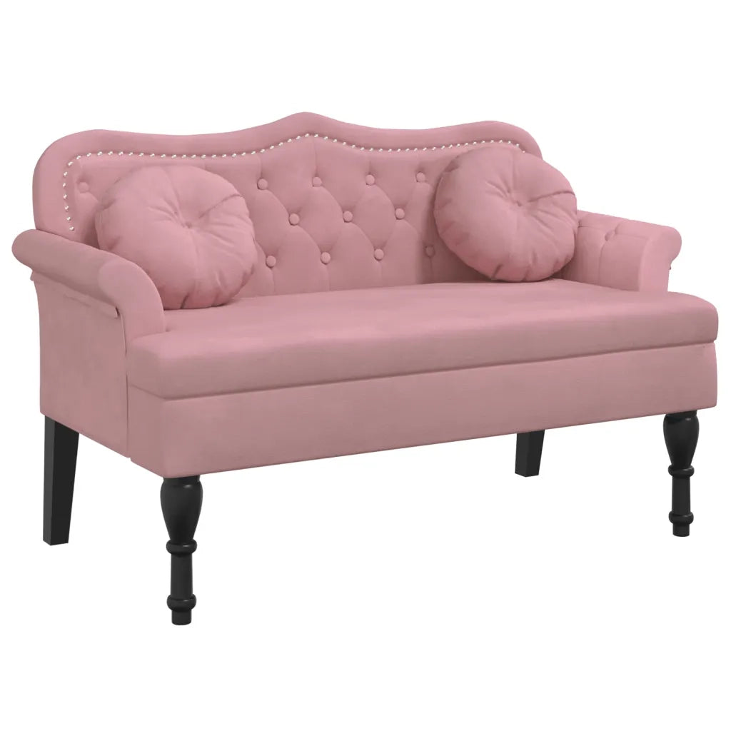 Panca con Cuscini-Sgabello-Divano Rosa 120,5x65x75 cm in Velluto