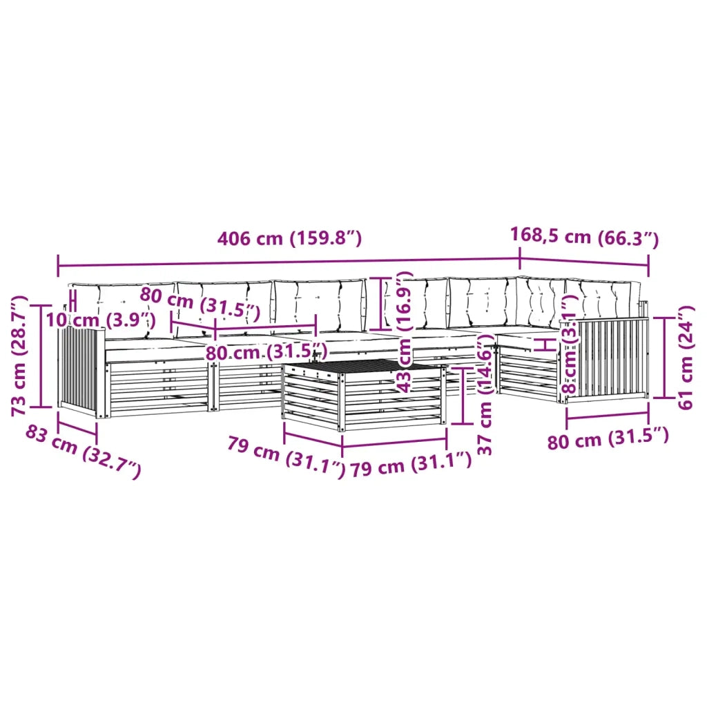 Set di divani da esterno 7 pz Bianco e Beige Poliestere 3390603