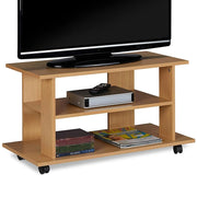 Mobile TV in Legno con 2 Ripiani e Ruote Mobiletto Carrello televisore Quercia