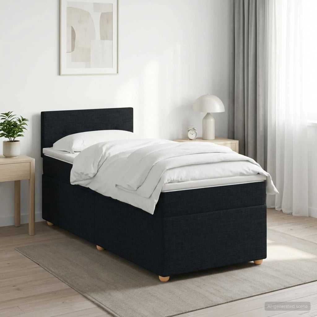 Letto box spring con materasso Nero 100 x 200 cm Tessuto 3450890