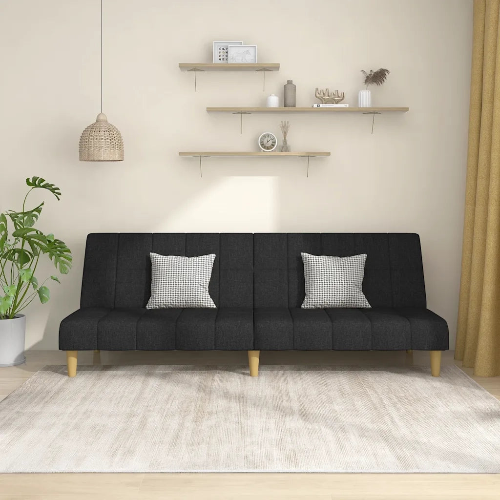 Divano Letto a 2 Posti-Sofa Letto 2 Posti-Daybed Nero in Tessuto 606390