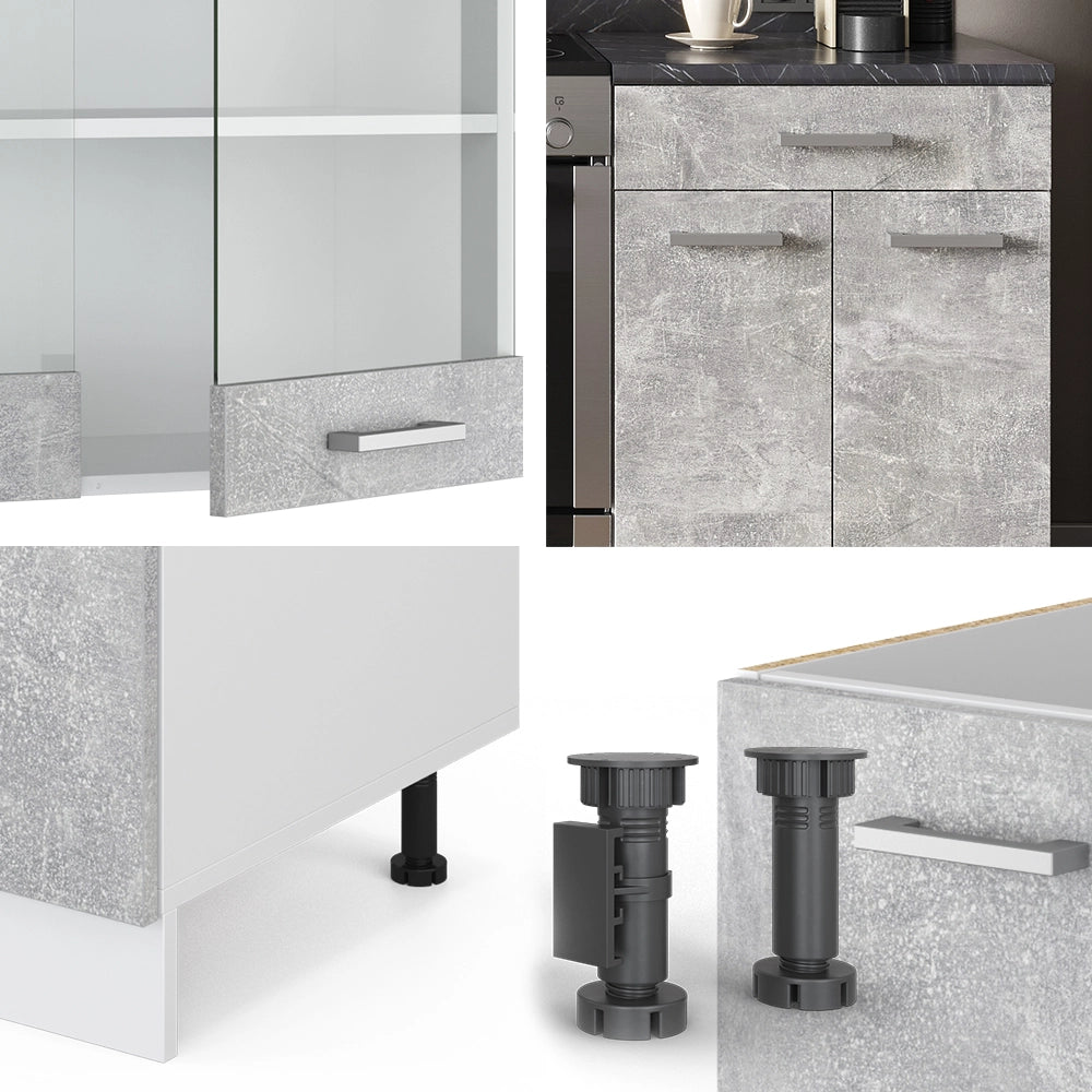 Vicco Cucina componibile Cemento/Bianco 200 cm , PL Rovere