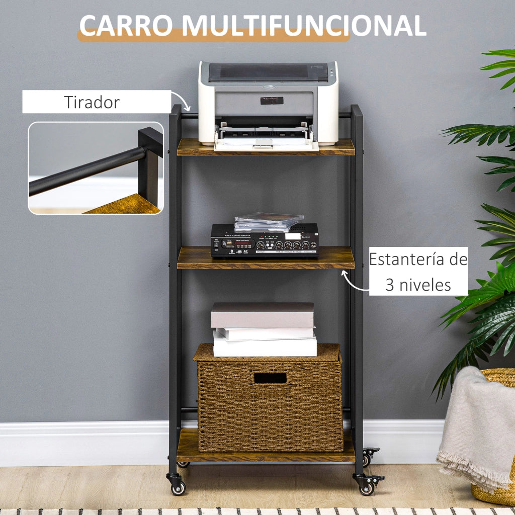 Scrivania con cassettiera e scaffale ¨C zephmum ¨C marrone 50x35x100,5 cm