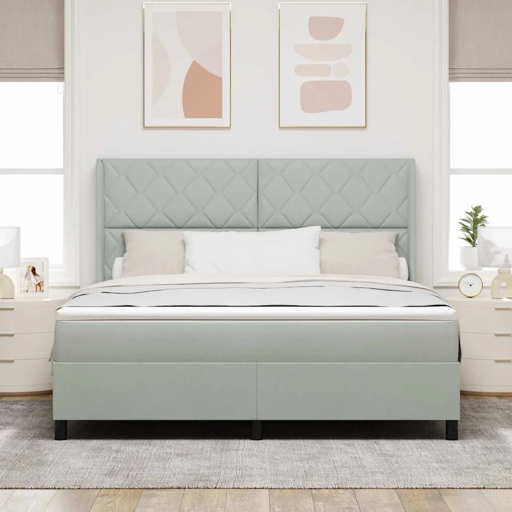 Letto a molle con materasso Grigio chiaro 180 x 200 cm Velluto