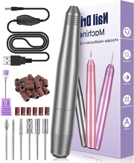 Vijilatrice elettrica 6-in-1 Professionale - 20.000 giri/min - Velocità regolabile - USB - Silenziosa - Per donne e ragazze principianti