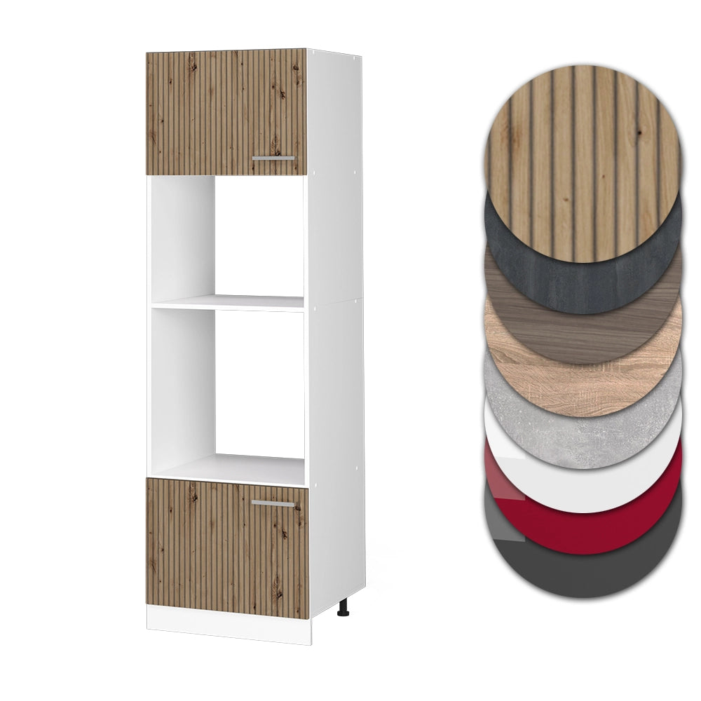 Mobile cucina microonde R-Line Rovere artigianale/Bianco 60 cm Vicco