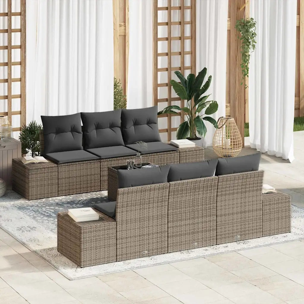 Set Divano da Giardino con cuscino 7 pcs Grigio polyrattan 3346949