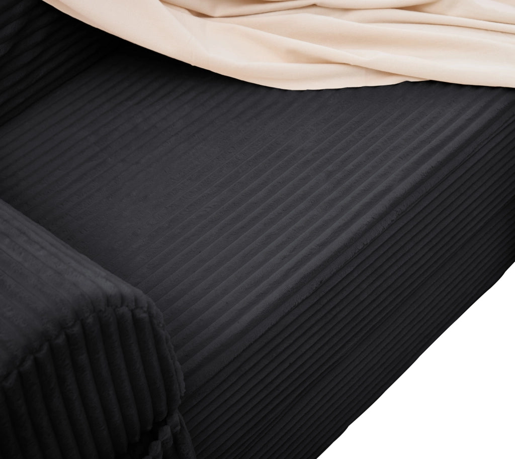 Divano Letto 2 Posti Convertibile in Tessuto A Righe, Beige
