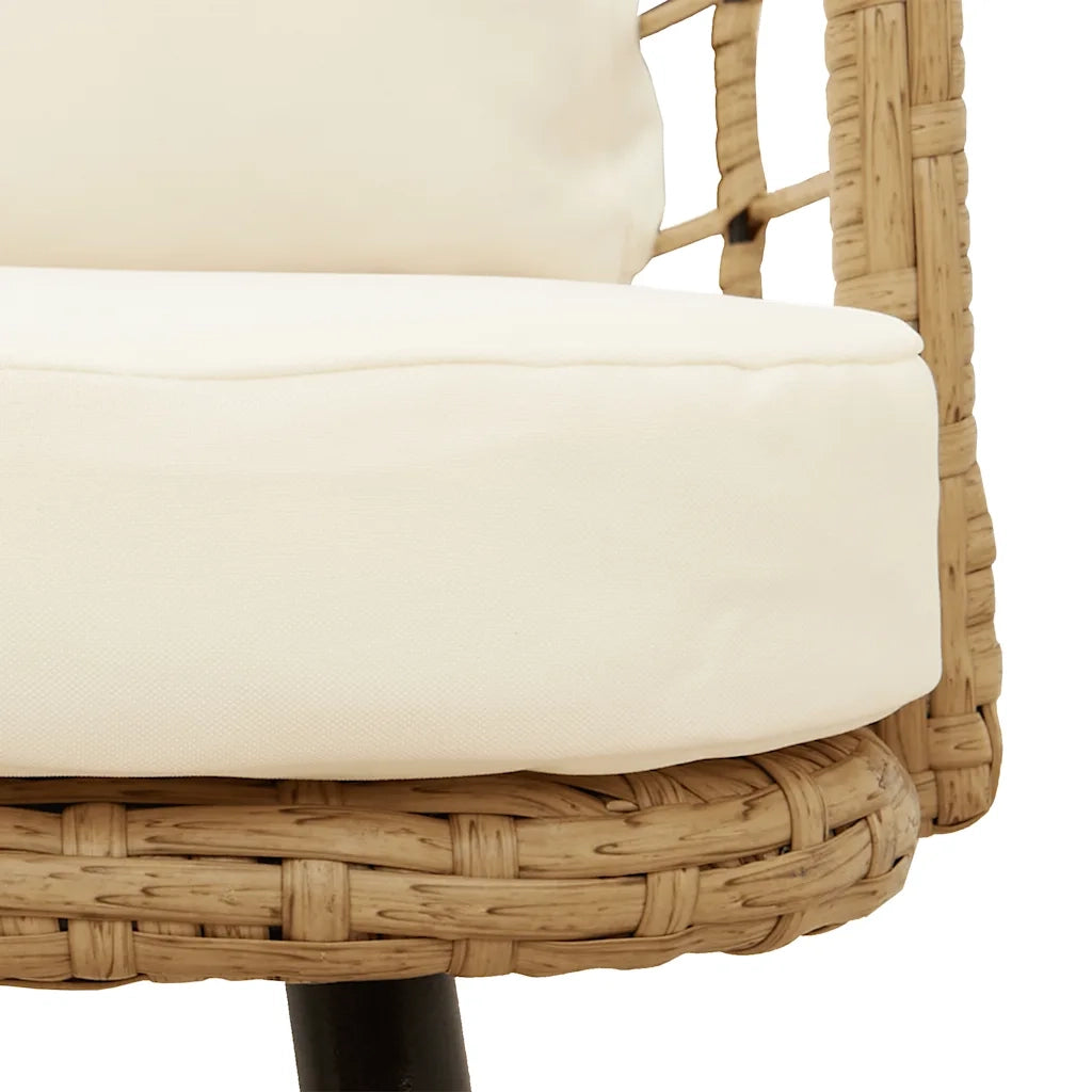 Sedia da Giardino | Sedie da Esterno con Cuscini Naturale in Polyrattan