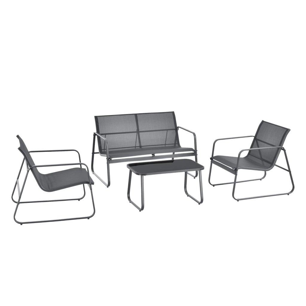 Set di mobili da giardino 4 pezzi acciaio grigio 03_0009420