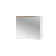 Mobile bagno ERMANO – Rovere chiaro e bianco lucido – 80x70 cm – 2 porte a specchio – Da appendere