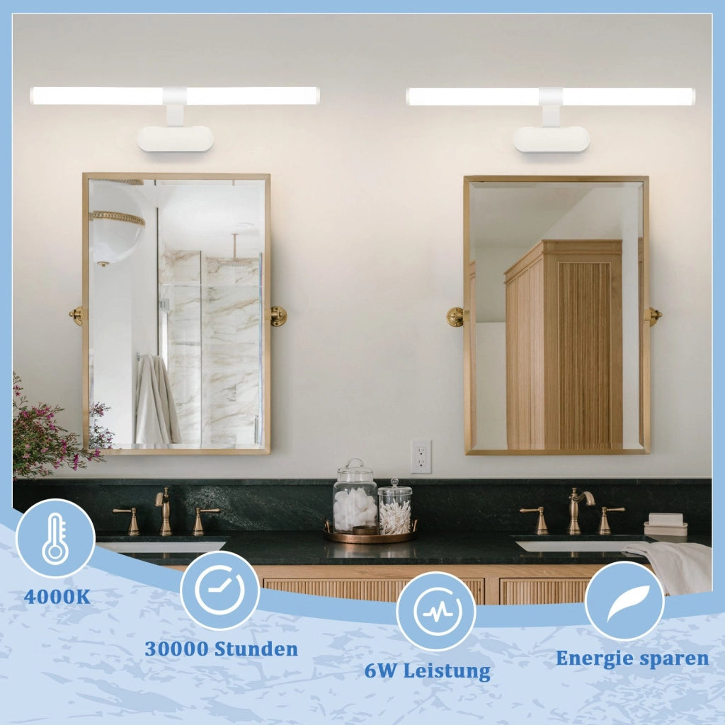 ZMH Lampada da parete a LED per specchio da bagno 60 cm bianca 8W