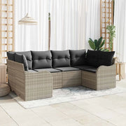 Set Divano da Giardino 6 pcs Grigio chiaro Poly Rattan