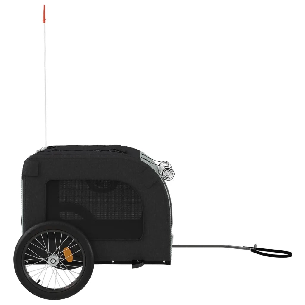 Rimorchio da Bici per Animali Grigio e Nero Oxford e Ferro 93839