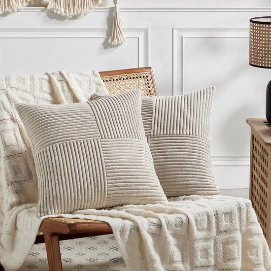 Set di cuscini 40 x 40 cm - Insieme da 2 - Boho - Corduroy - Decorativo - Moderno e soffice - Cuscini decorativi