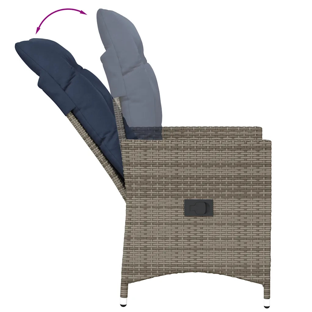 Set da Bistrot 3 pz con Cuscini Grigio in Polyrattan 365656