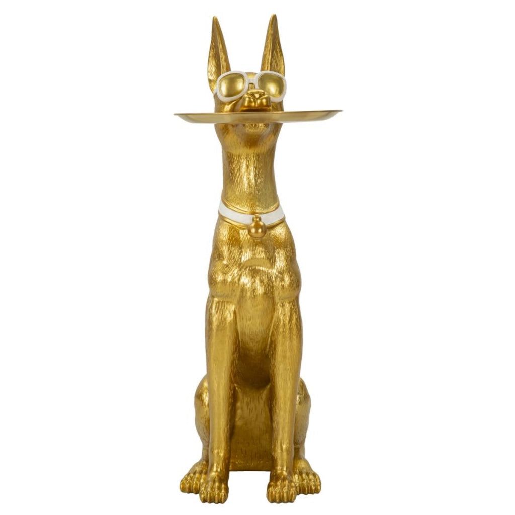 Vassoio Cane 15, Oro, Poliresina, 30x64x91 cm