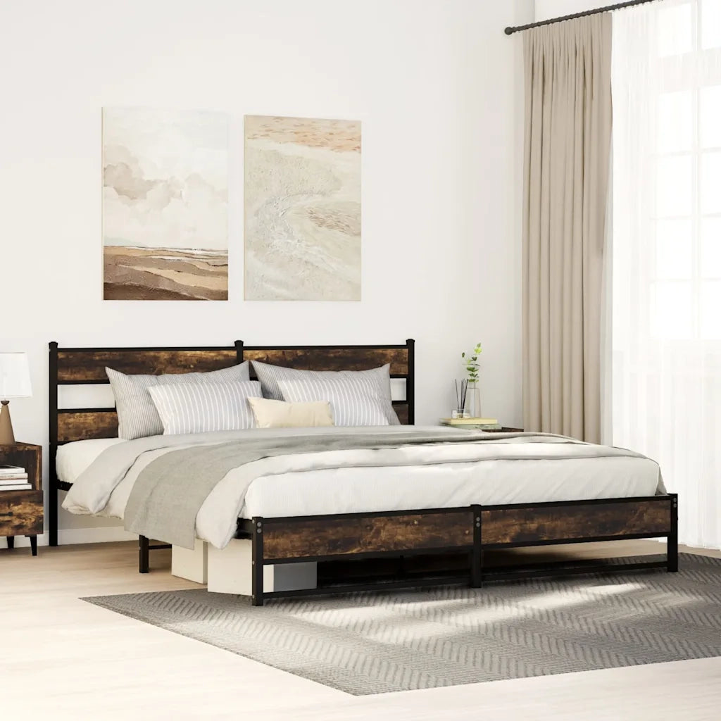 Giroletto senza Materasso in Metallo-Struttura Letto Rovere Fumo 180x200 cm 392132