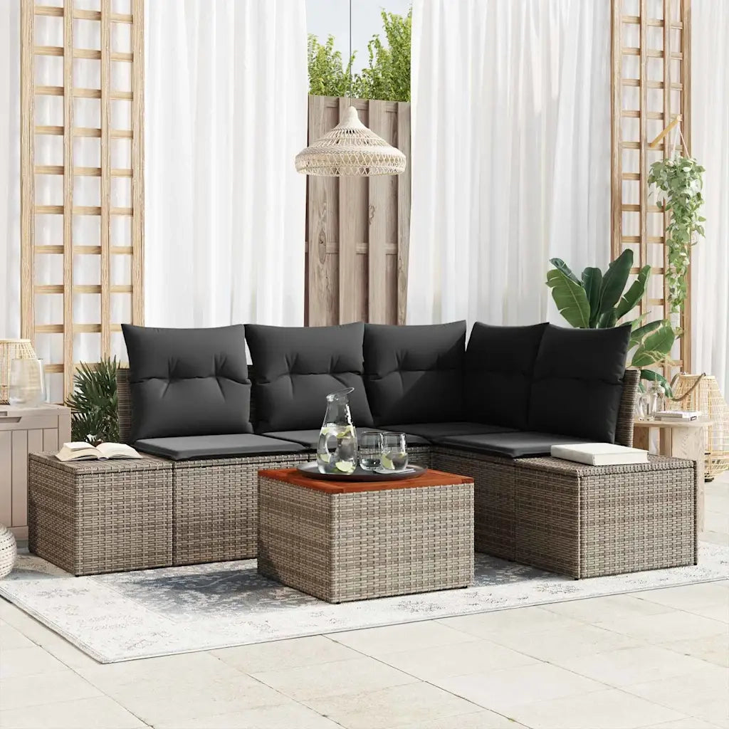 Set Divano da Giardino 5 pcs Grigio polyrattan 3356620