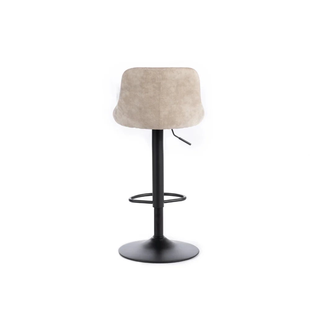 Set di 2 sgabelli da bar e cucina regolabili in altezza in microfibra beige Luca con struttura in metallo e poggiapiedi | Duzzle