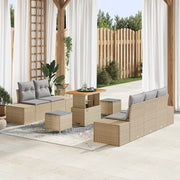Set Divano da Giardino con cuscino 8 pcs Beige polyrattan