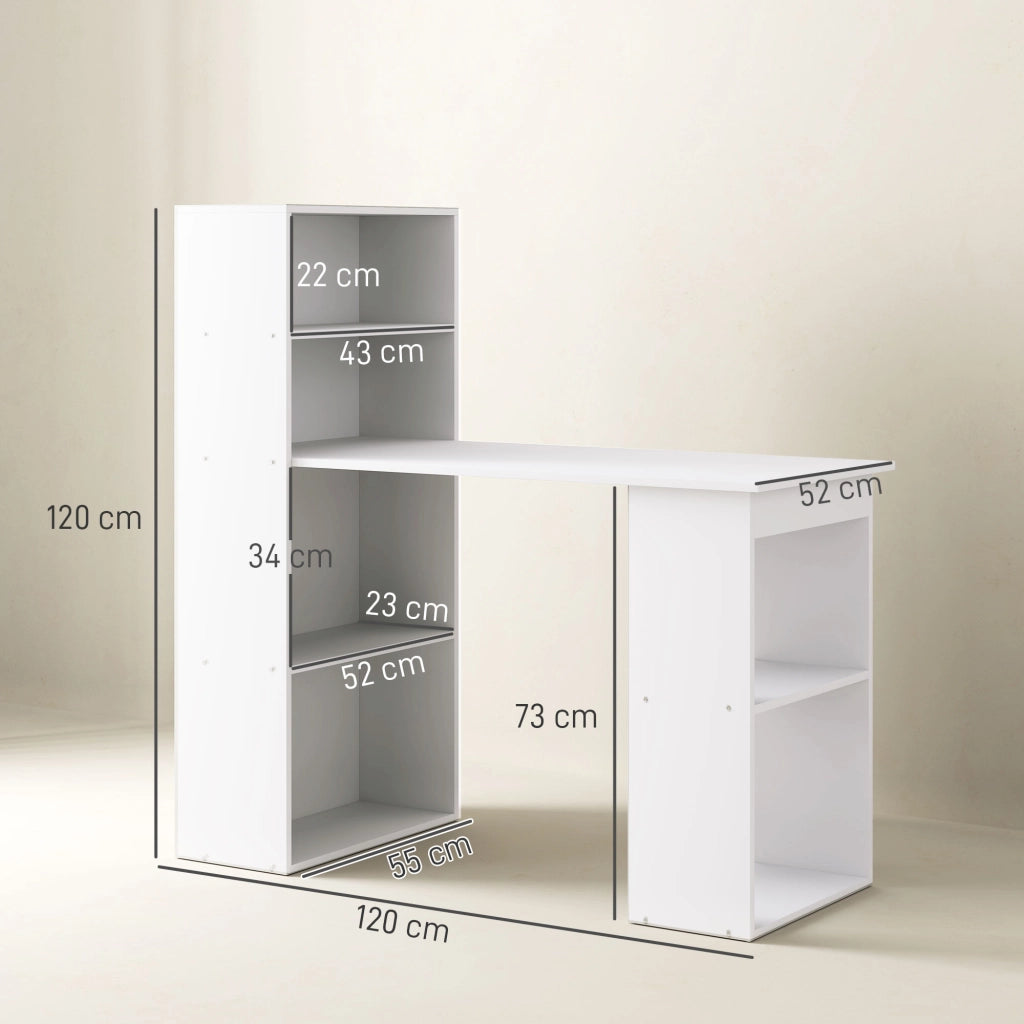 Scrivania con 2 scaffali e 5 ripiani ¨C Minimal ¨C Bianco 120x55x120