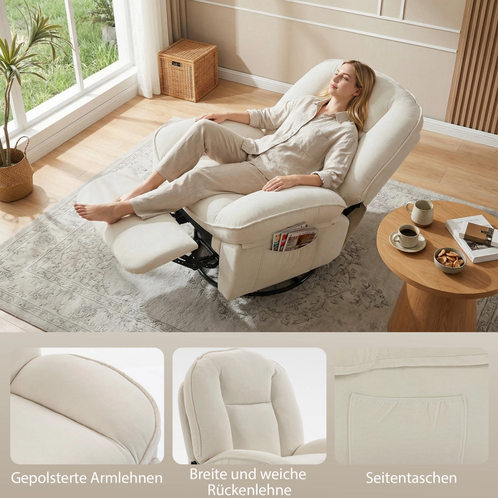 Poltrona Relax Girevole e Dondolo ¨C Zephmum ¨C Crema