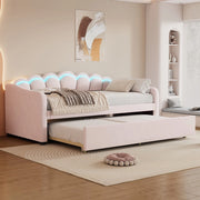Letto Singolo Imbottito con LED ¨C MINIMAL ¨C Velluto Rosa 90x200