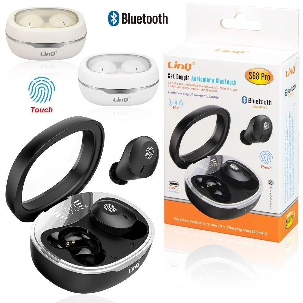 Trade Shop - Auricolari Cuffie Bluetooth Wireless Autonomia 8h Custodia Di Ricarica S68-pro -