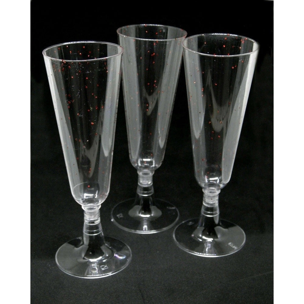 Trade Shop - 6 Flute Bicchieri Plastica Trasparenti Calice Spumante Champagne Feste Natale -