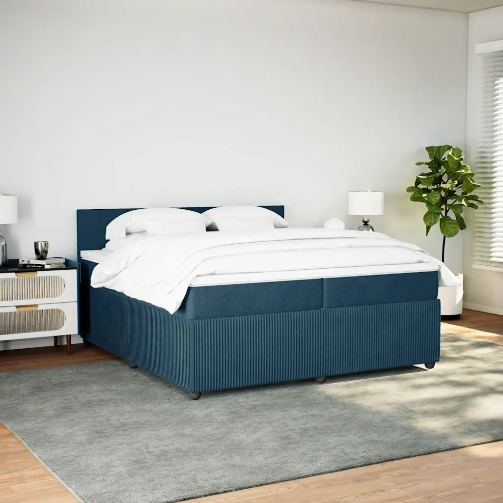 Giroletto a Molle con Materasso Blu 200x200 cm in Velluto 3287828
