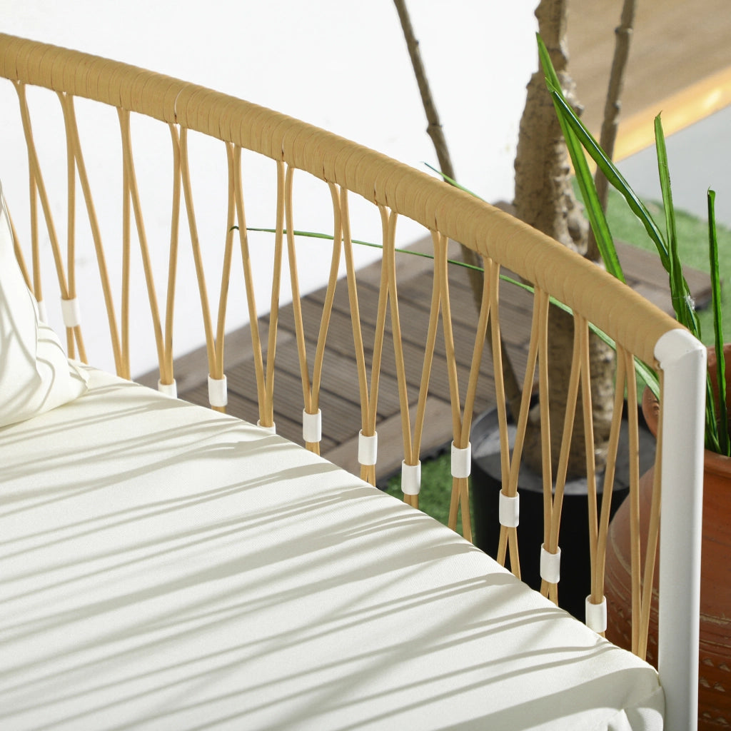 Set da Giardino 3 Pezzi in Rattan con Tavolino e Cuscini ¨C zephmum ¨C Giallo