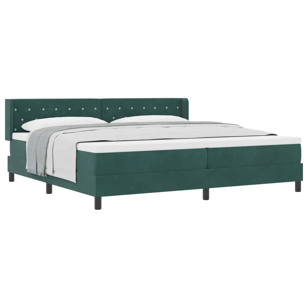 Letto a molle con materasso Verde Scuro 200 x 200 cm Poliestere