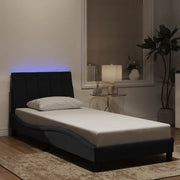 Giroletto con LED senza Materasso Hanko Nero 90x200 cm in Velluto