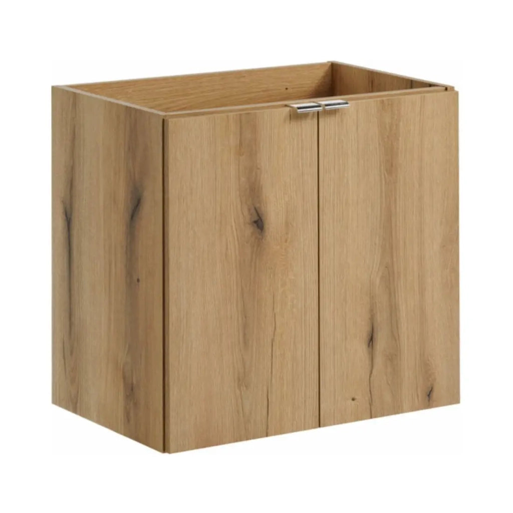 Set da bagno sospeso VANO in rovere e bianco 60cm: mobile sotto lavabo con armadietti + piano per lavabo