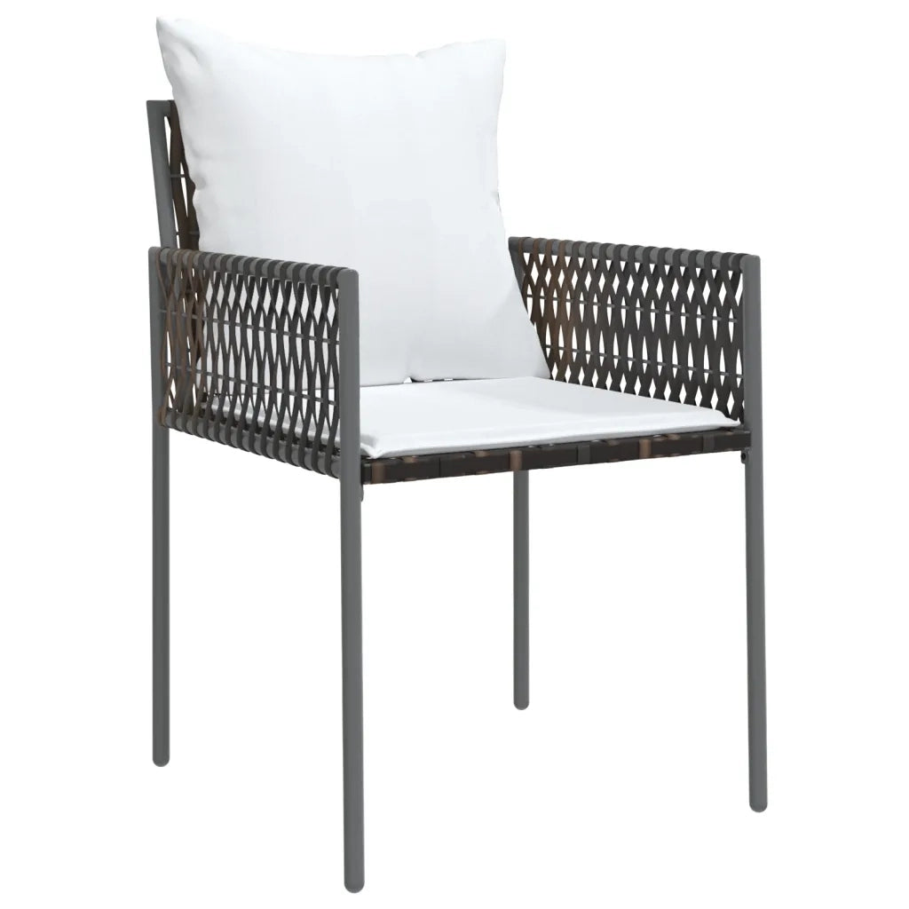 Set Pranzo da Giardino 5pz con Cuscini in Polyrattan e Acciaio 3187053