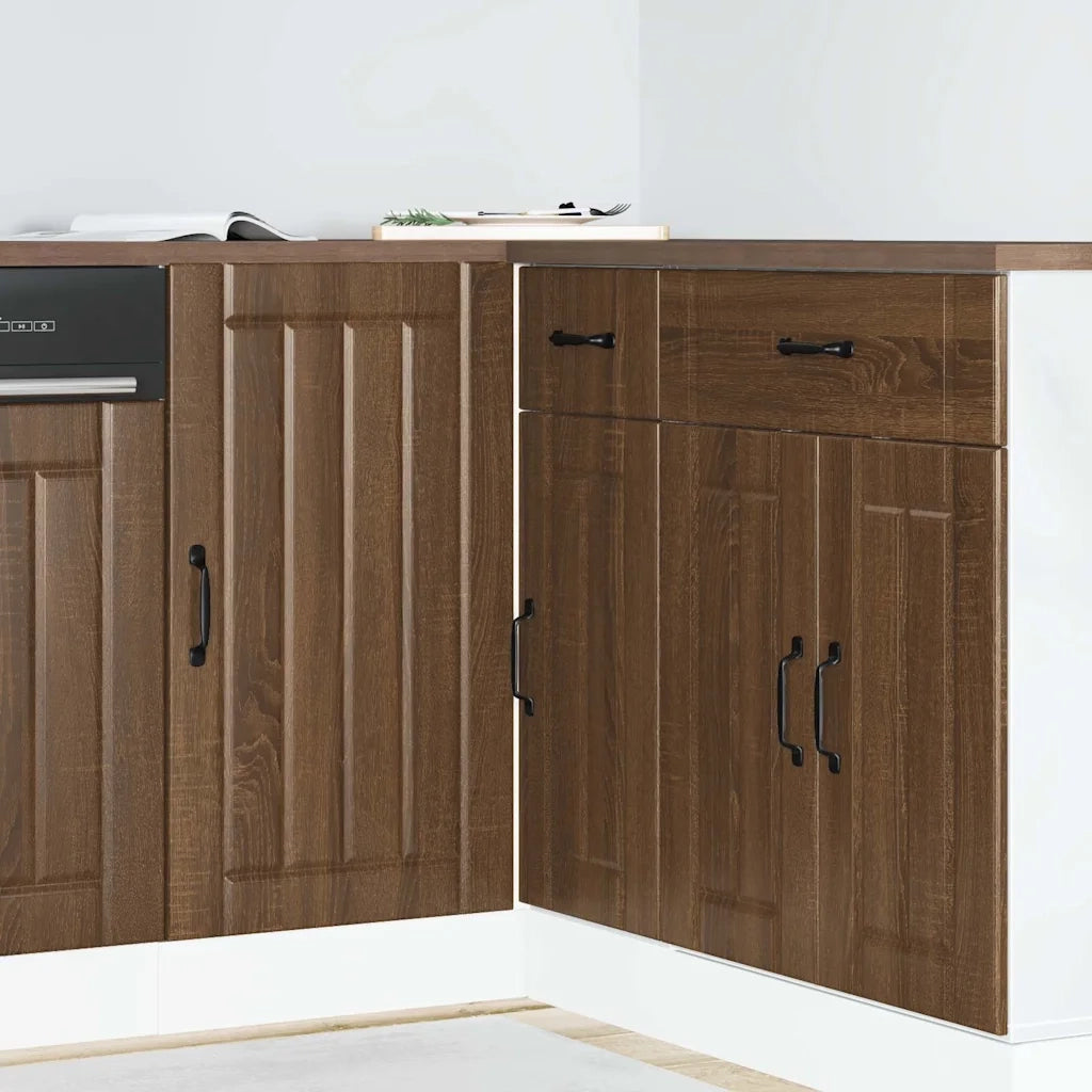 Mobile base da cucina-Base da Cucina Lucca Rovere Marrone in Legno Multistrato