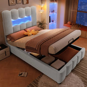Letto Imbottito Singolo con LED e Contenitore ¨C MINIMAL ¨C Velluto Grigio 90x200