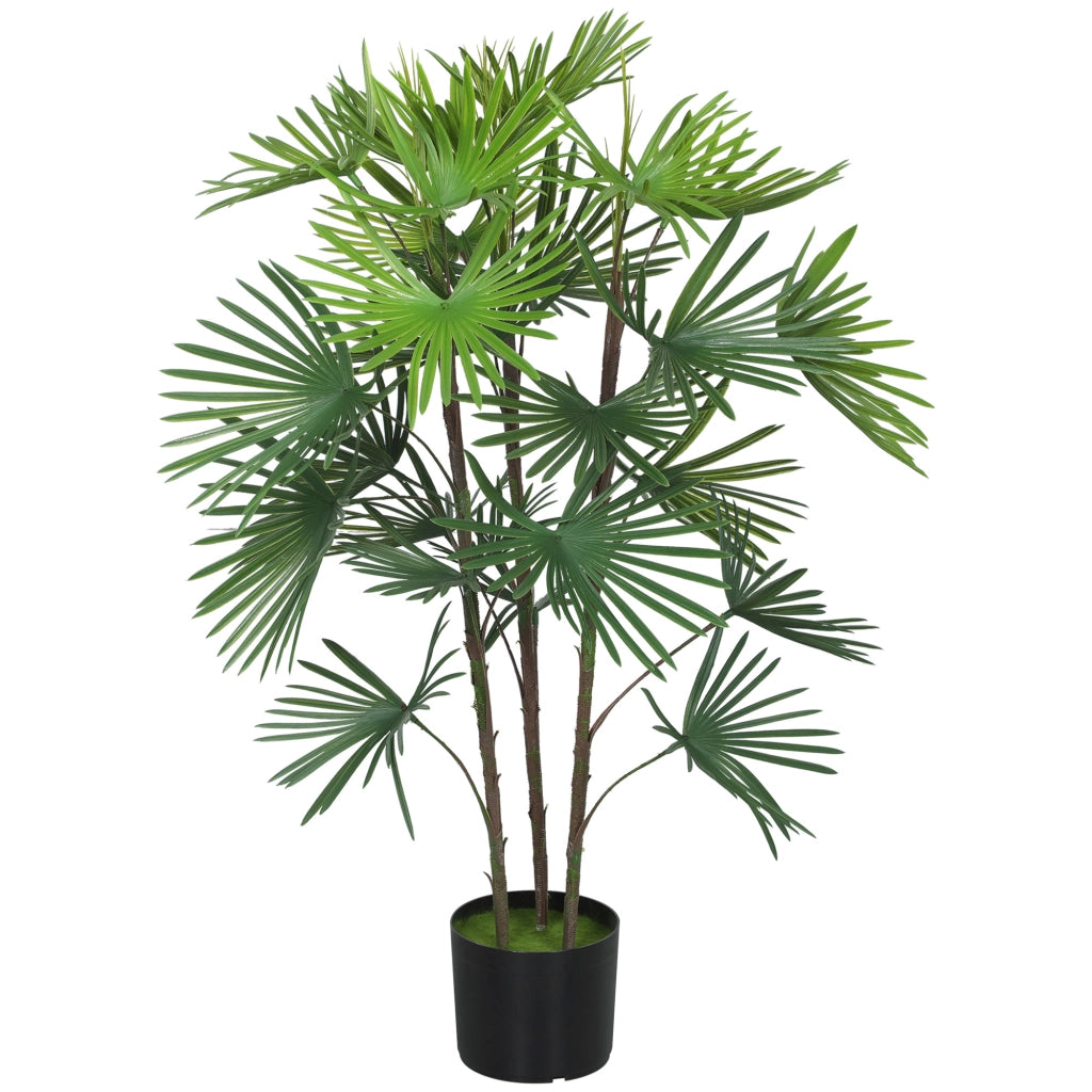 Palma Artificiale 90 cm ¨C Xylo ¨C 24 Foglie Verde Plastica con Vaso