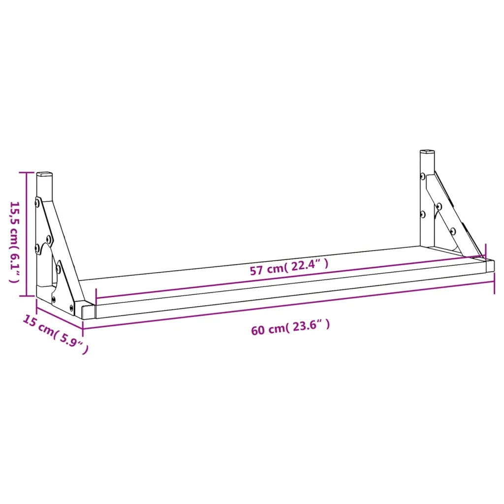 2 pz Mensole da Parete | Scaffali a Parete | Ripiano a parete Grigio Sonoma 60x15x15,5 cm