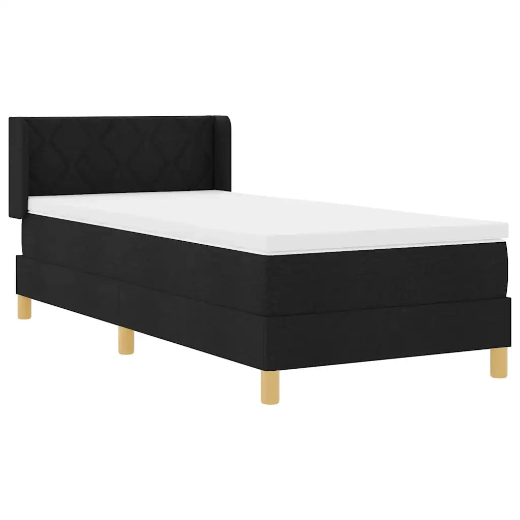 Letto a molle con materasso Nero 200 x 90 cm Poliestere